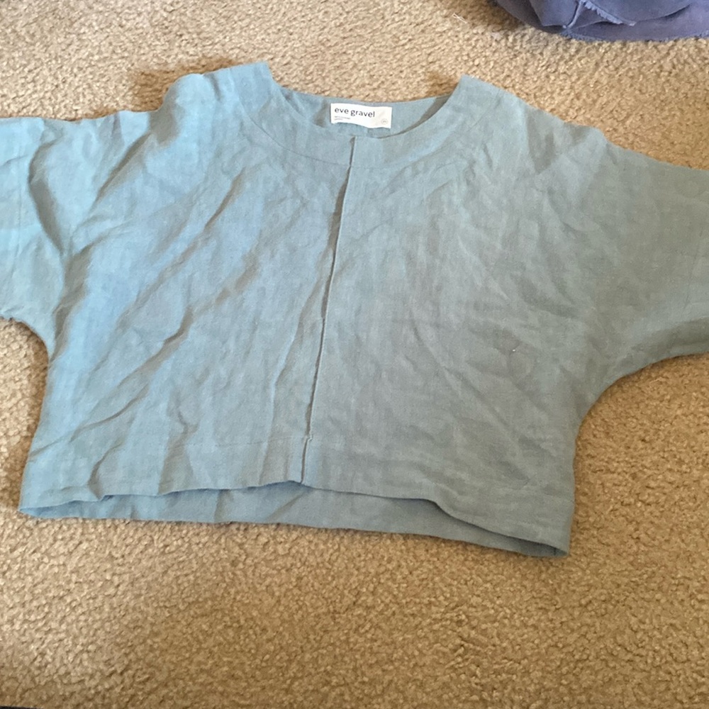 Eve gravel linen short sleeve top